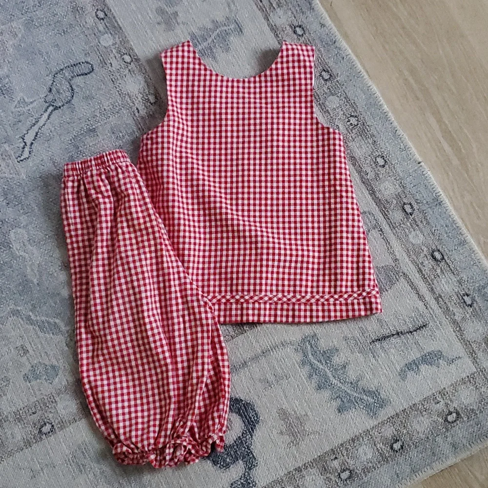 Rags Land Red Gingham Christmas Santa Matching Set Outfit Sz3